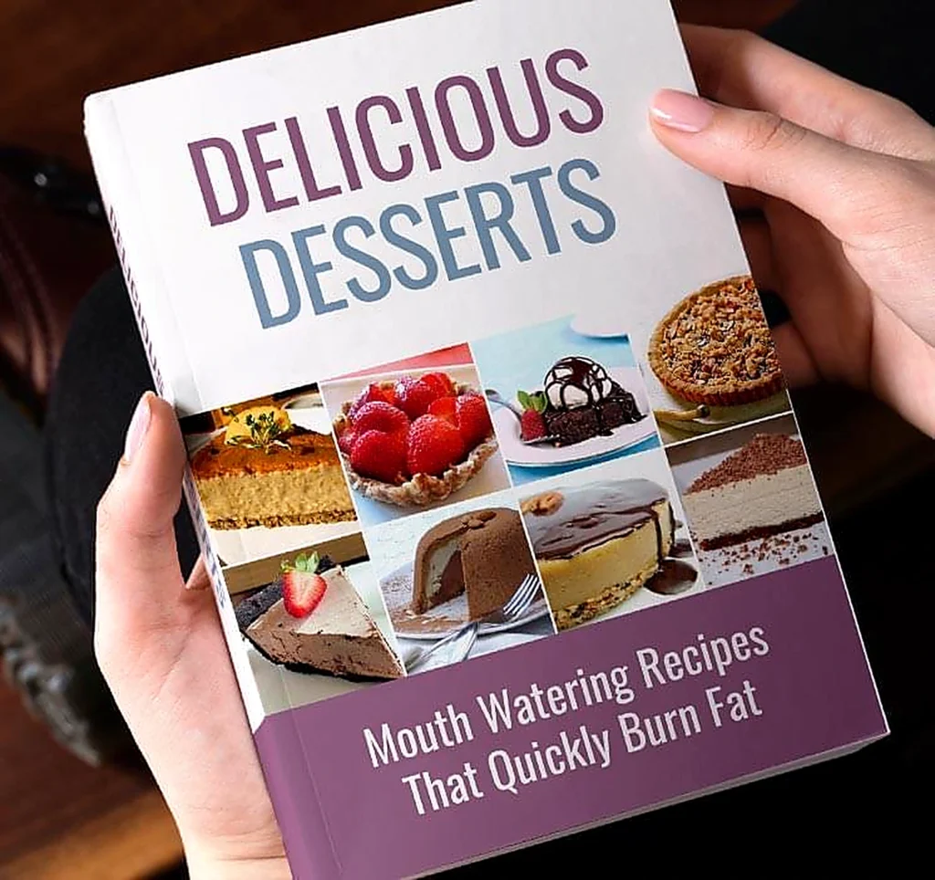FitSpresso bonus recipe book “Delicious Desserts” shown in hands for review page.